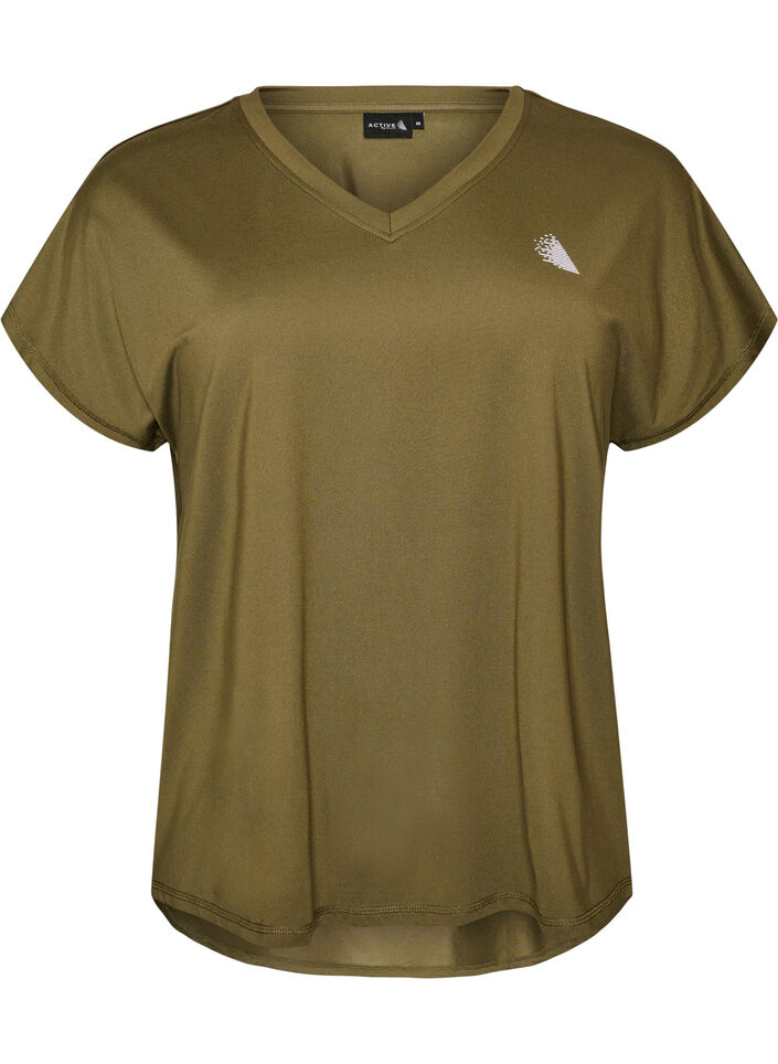Kort&aelig;rmet tr&aelig;nings t-shirt med v-hals, Gr&oslash;n, Packshot image number 0