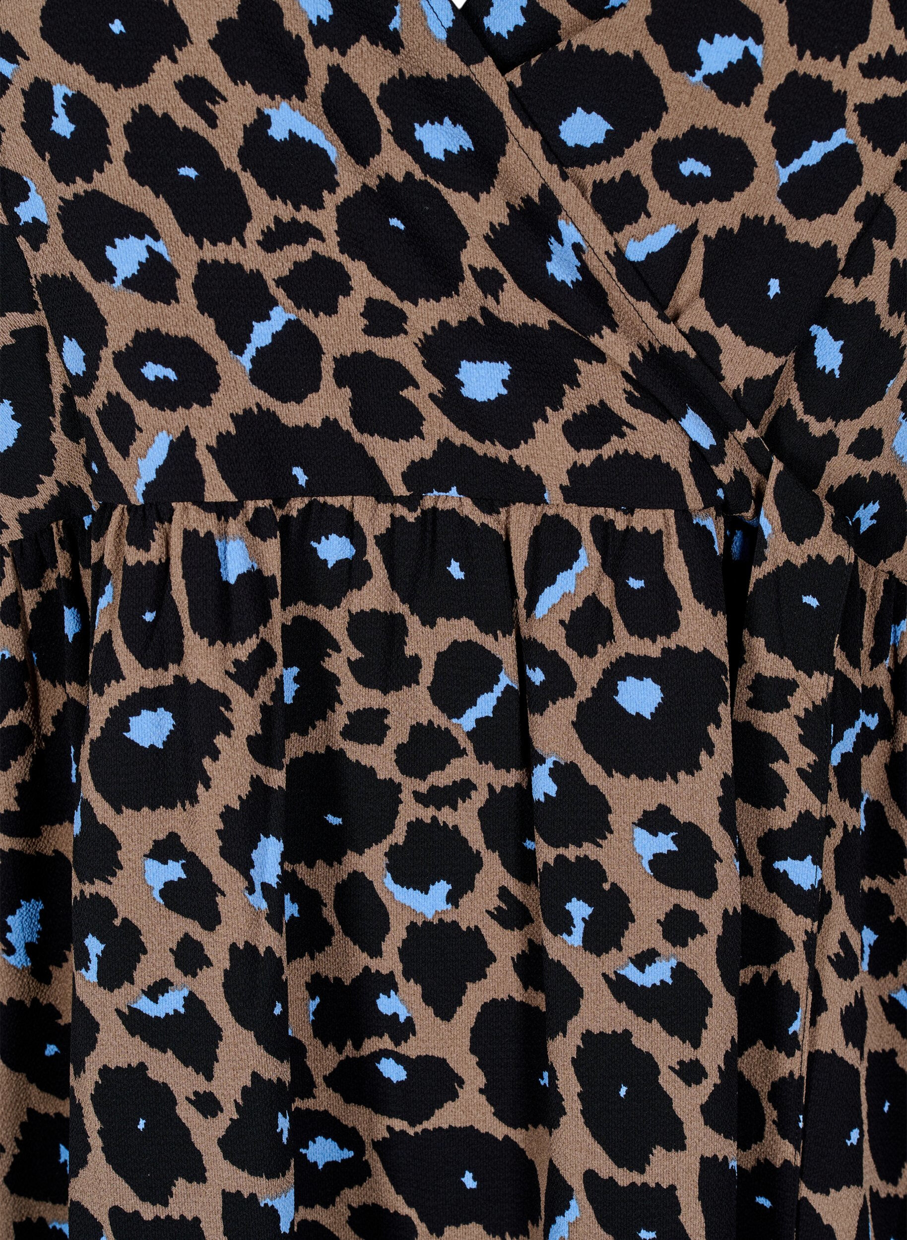 Zizzi Wrapkjole med korte &aelig;rmer, Fossil w.Bl.Leo AOP, Packshot image number 2