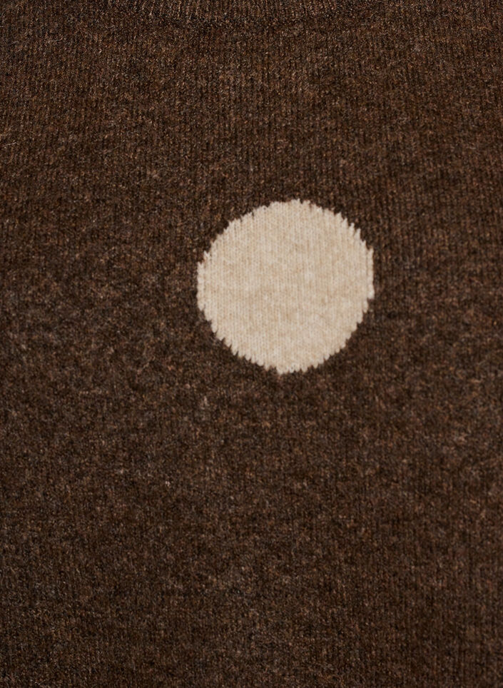 Strikbluse med prikket m&oslash;nster, Brun, Packshot image number 2