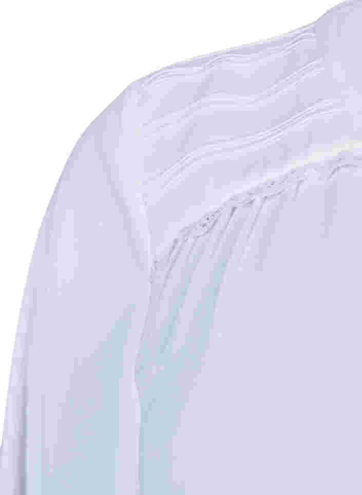 Bluse med lange ærmer og knaplukning, Bright White, Packshot image number 3