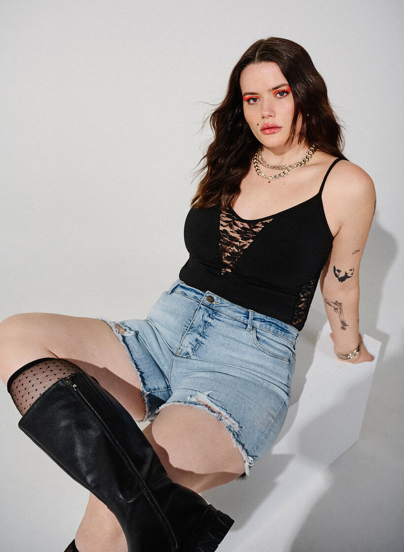 Denimshorts med sliddetaljer, Light Blue Denim, Image image number 0