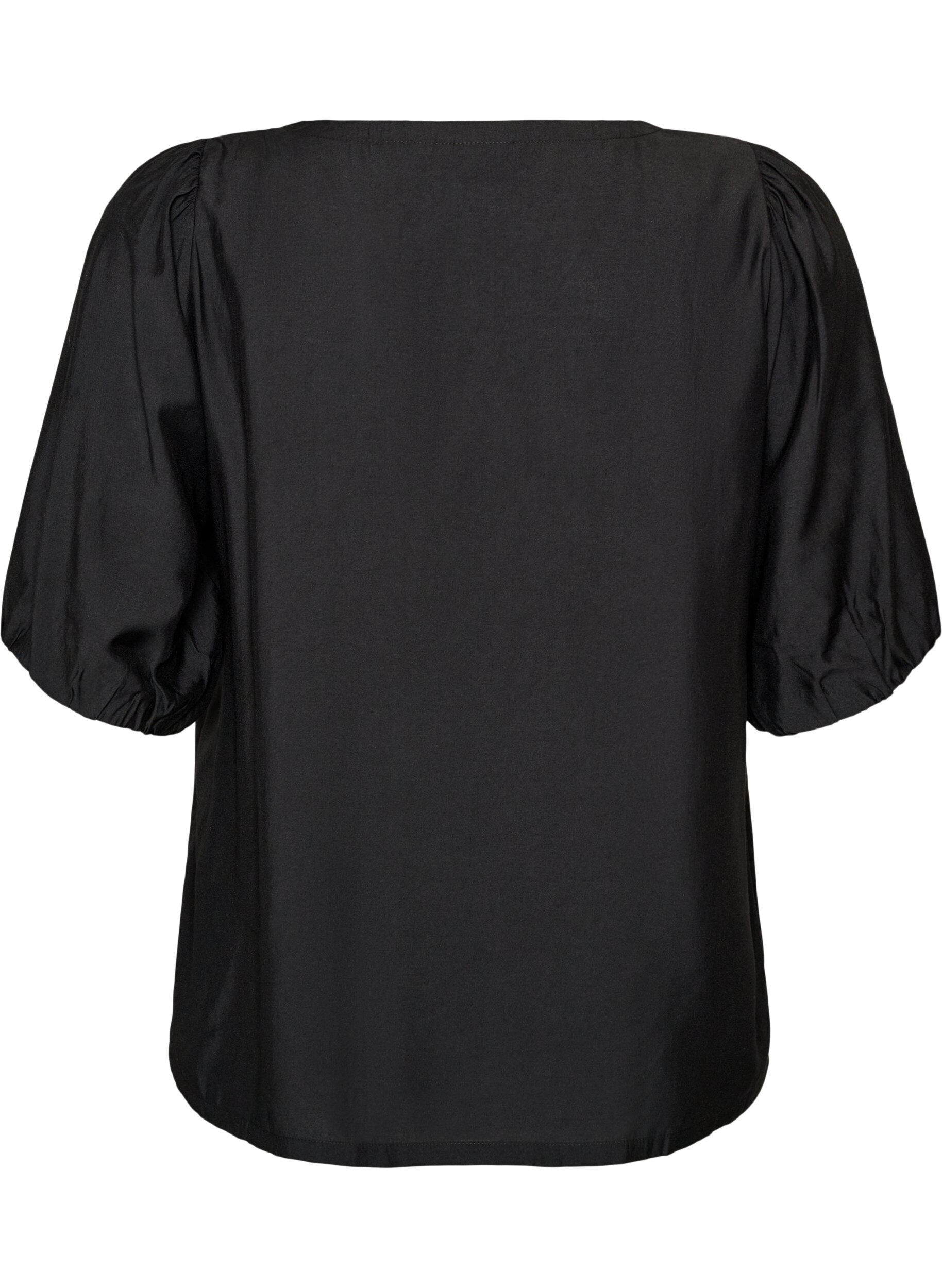 ZizziViskosebluse med V-udsk&aelig;ring, Sort, Packshot image number 1