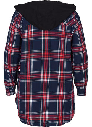 Ternet skjortejakke med hætte, Night Sky/Red Check, Packshot image number 1