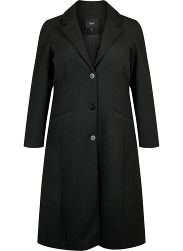 Frakke med knapper og lommer, Black, Packshot image number 0