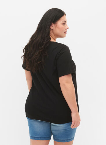 T-shirt i økologisk bomuld med print, Black W. Be G. Foil, Model image number 1