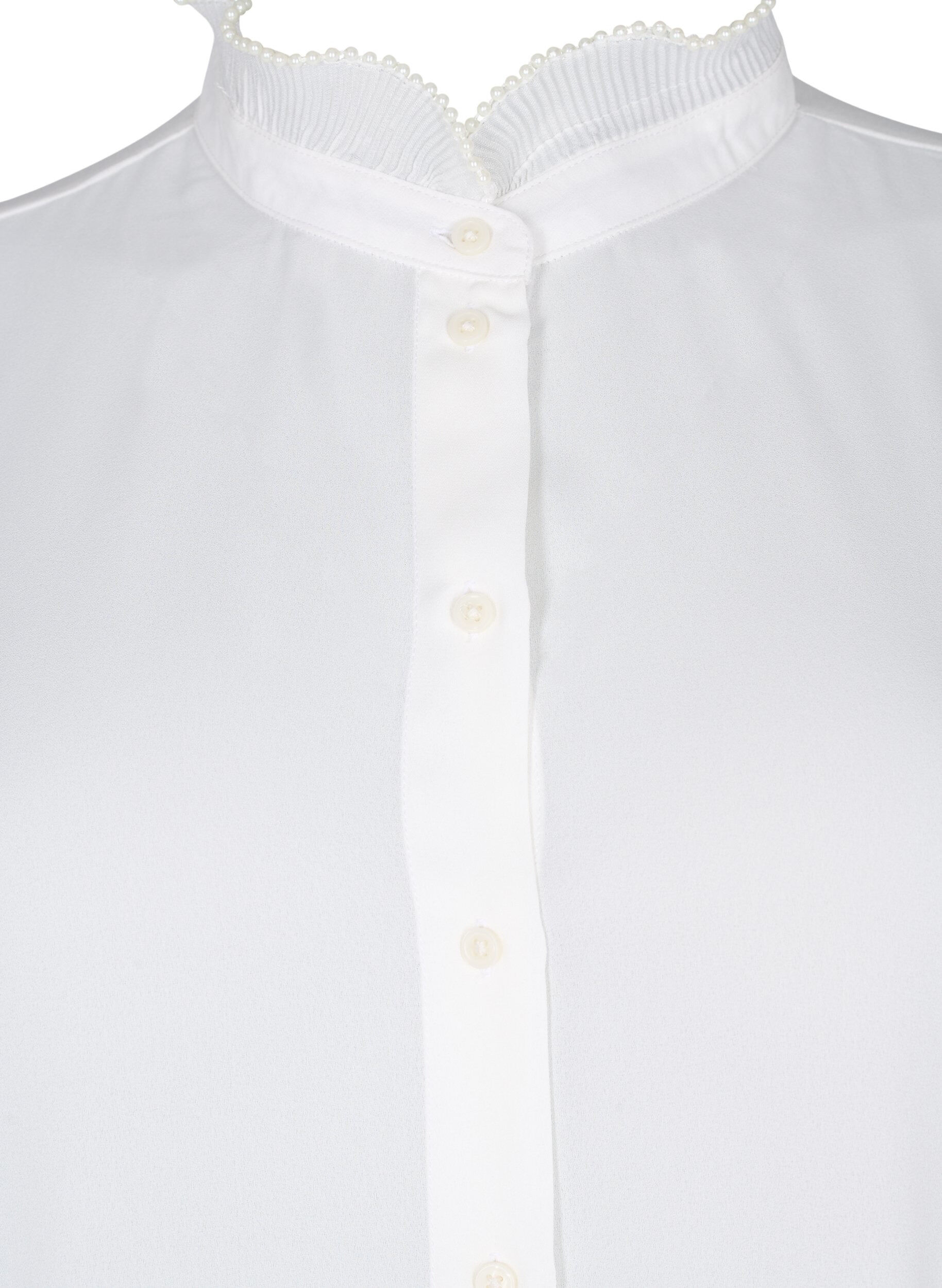Zizzi Skjortebluse med fl&aelig;sedetaljer, Bright White, Packshot image number 2