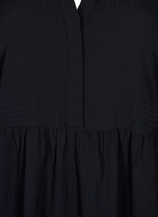 Ensfarvet midikjole med 3/4 ærmer, Black, Packshot image number 2