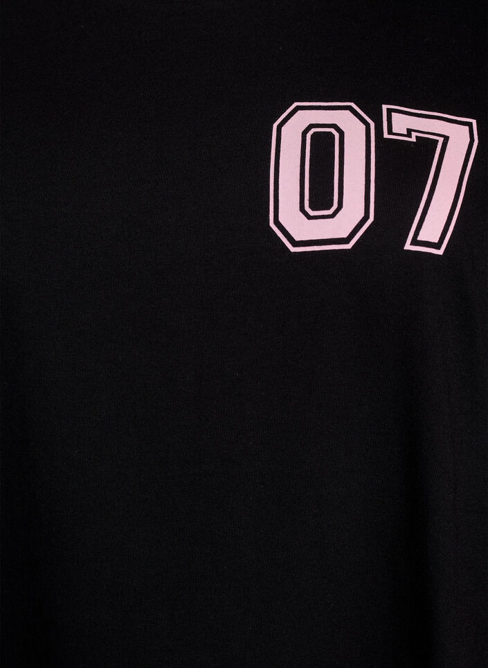 Kort t-shirtkjole med sporty detaljer, Sort, Packshot image number 2