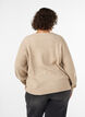 Cardigan med V-hals og ribstruktur, Beige, Model image number 2