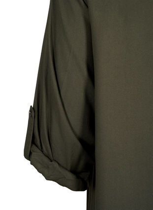 Skjortekjole i viskose med hætte og 3/4 ærmer, Thyme, Packshot image number 3