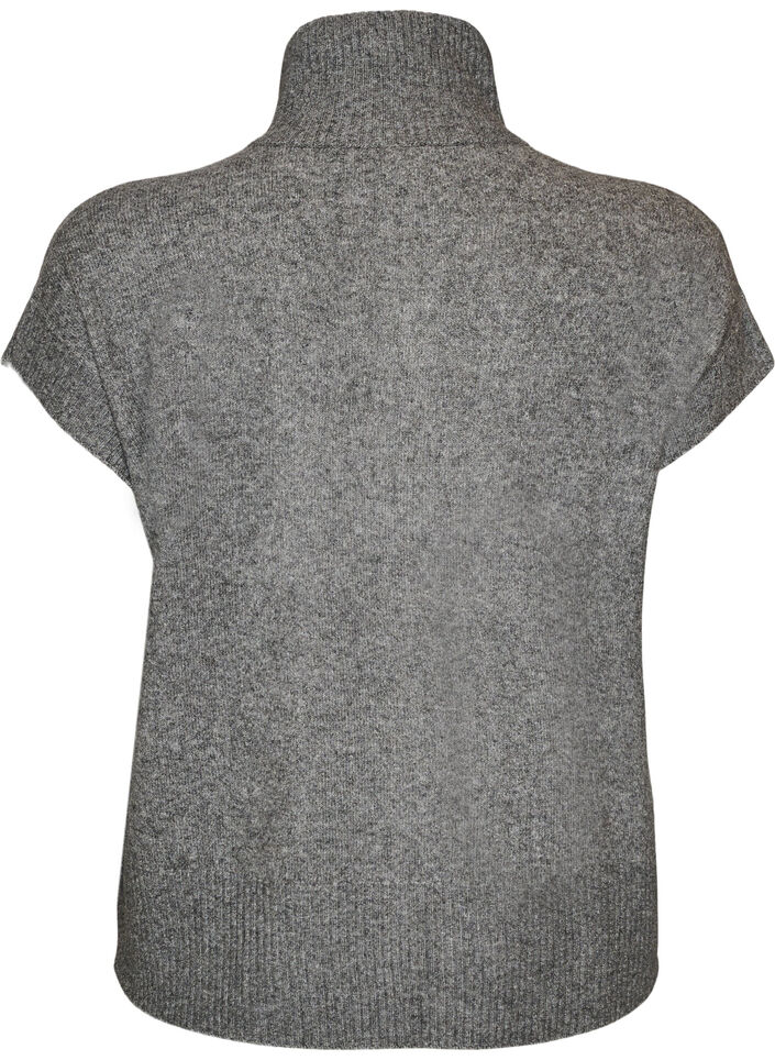 Strikvest med h&oslash;j krave og lynl&aring;s, Gr&aring;, Packshot image number 1