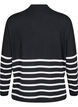 Langærmet bluse med striber og høj hals, Sort, Packshot image number 1