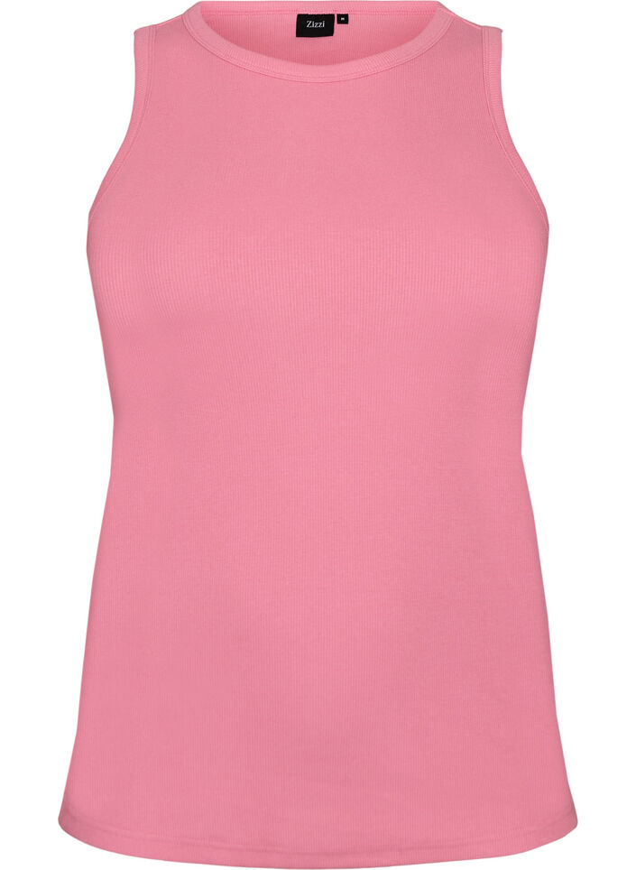 Ribtop i bomuld med h&oslash;j hals, Lyser&oslash;d, Packshot image number 0