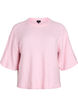 L&oslash;s strikbluse med korte &aelig;rmer, Lyser&oslash;d, Packshot image number 0