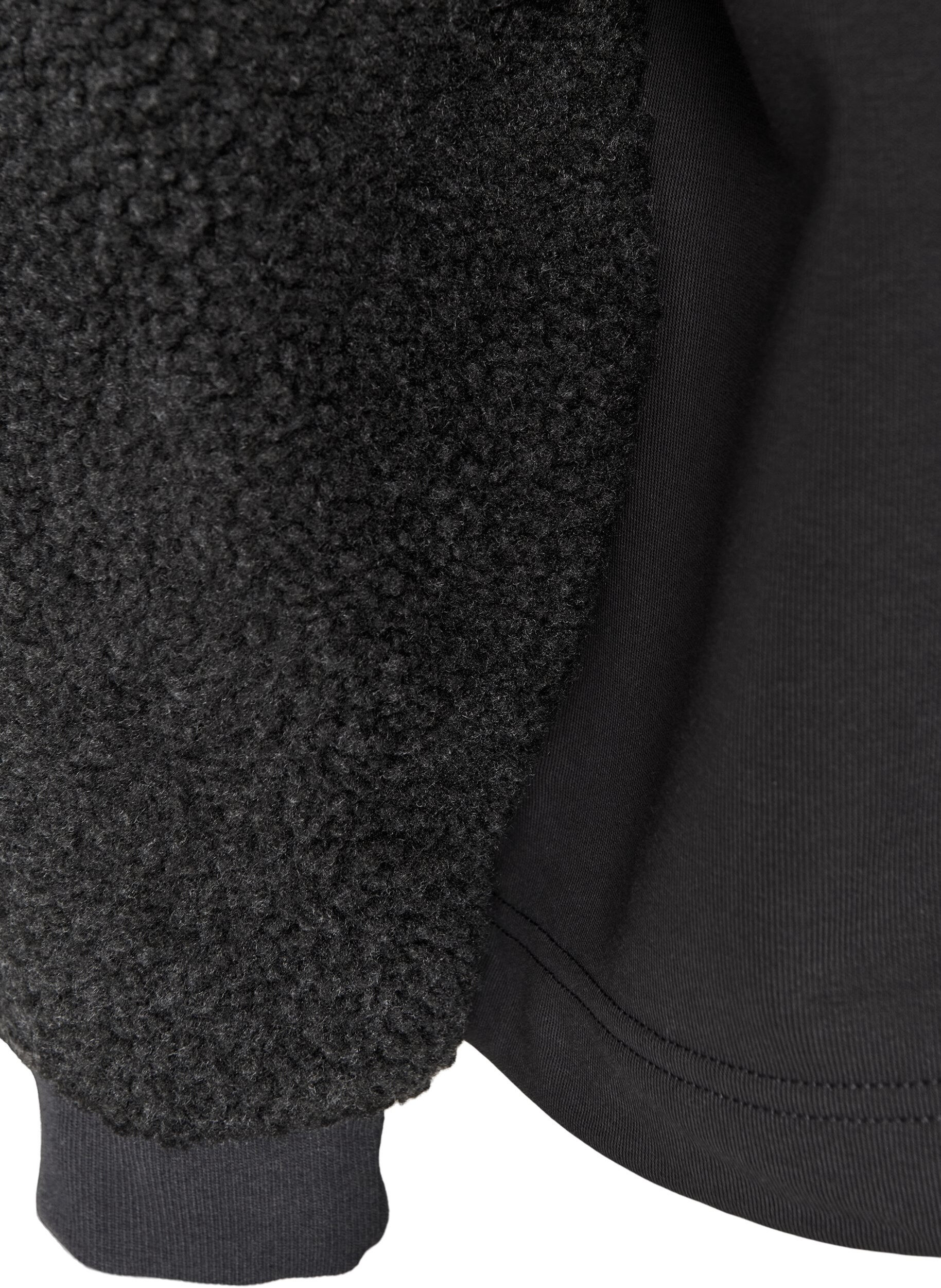 ZizziSweatshirt med teddy&aelig;rmer og h&oslash;j hals, Gr&aring;, Packshot image number 3