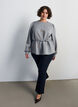 Bluse med bindeb&aring;nd og puf&aelig;rmer, Gr&aring;, Model image number 1
