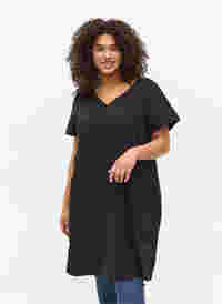 Kortærmet kjole i bomuld, Black, Model