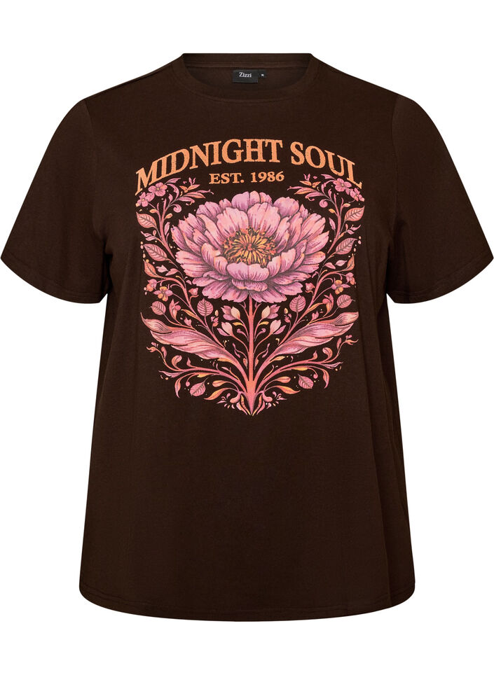T-shirt i &oslash;kologisk bomuld med frontmotiv, Brun, Packshot image number 0