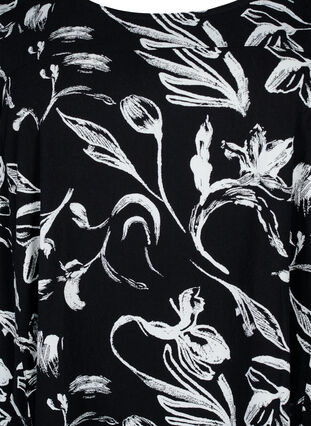 Kortærmet bomuldskjole med print, Black W. AOP White, Packshot image number 2