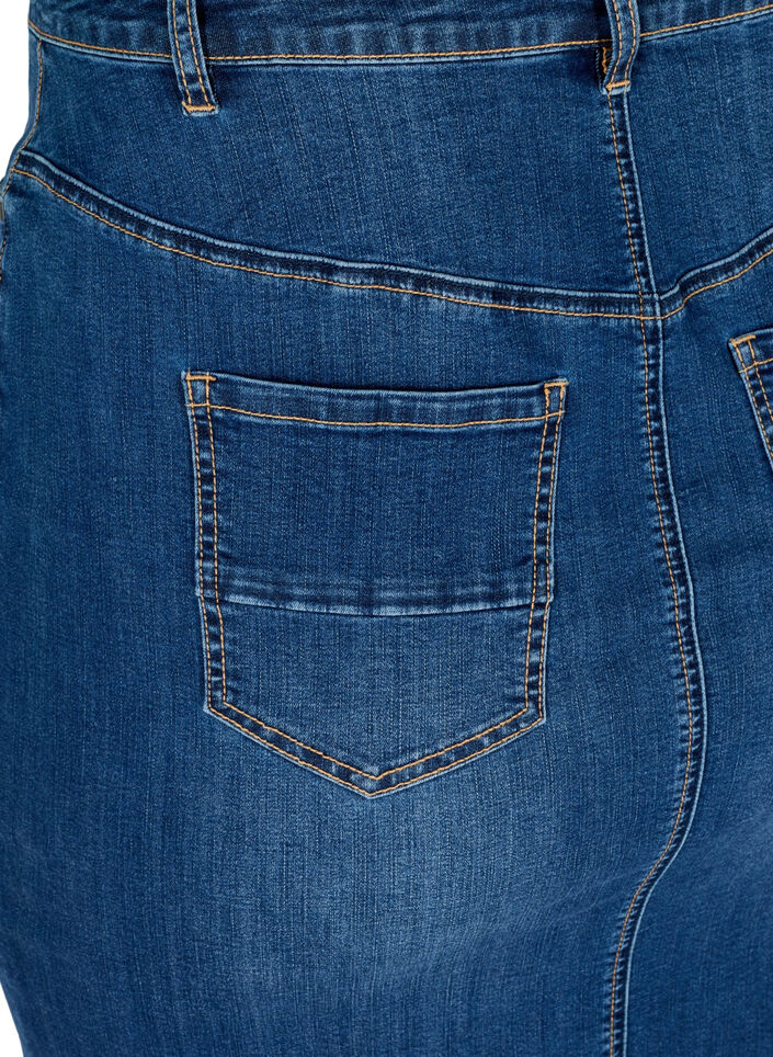 Denim midinederdel med slids, Bl&aring;, Packshot image number 3