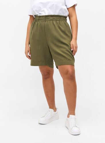 Løse shorts i viskose, Ivy Green, Model image number 1