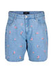 Denim shorts med broderede blomster, Blå, Packshot image number 0