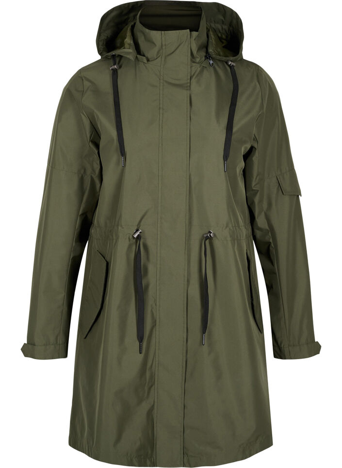 Vandtæt parka med aftagelig hætte, Forest Night, Packshot image number 0