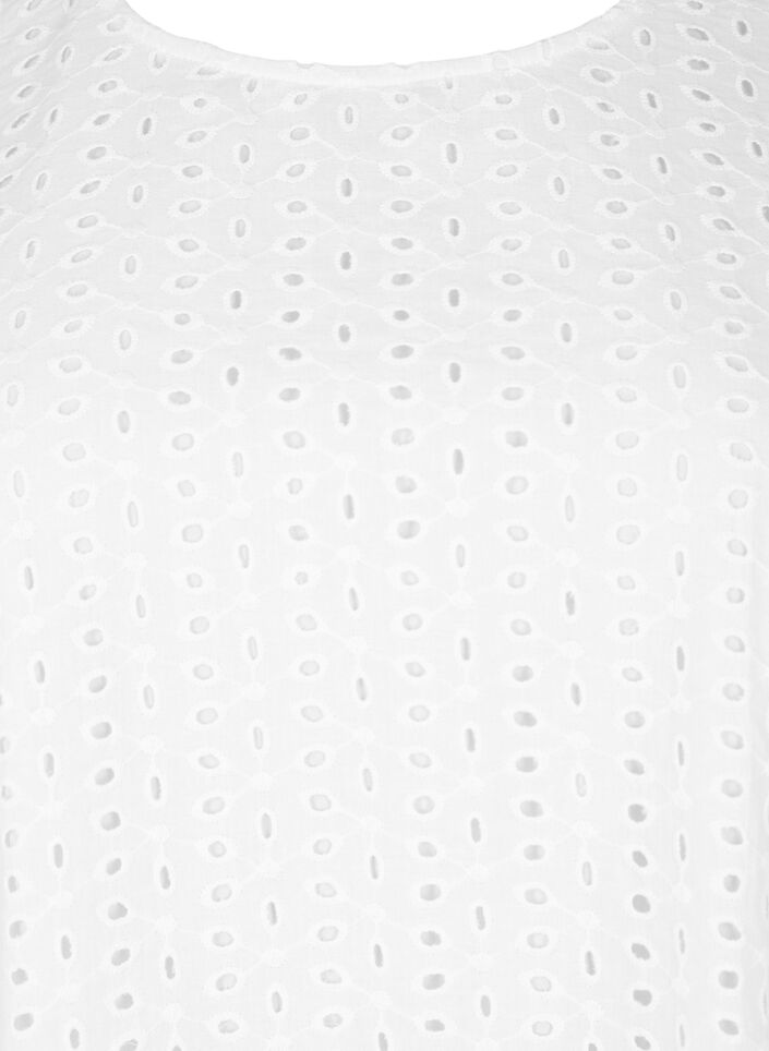 Bluse med pufærmer og hulmønster, Hvid, Packshot image number 2