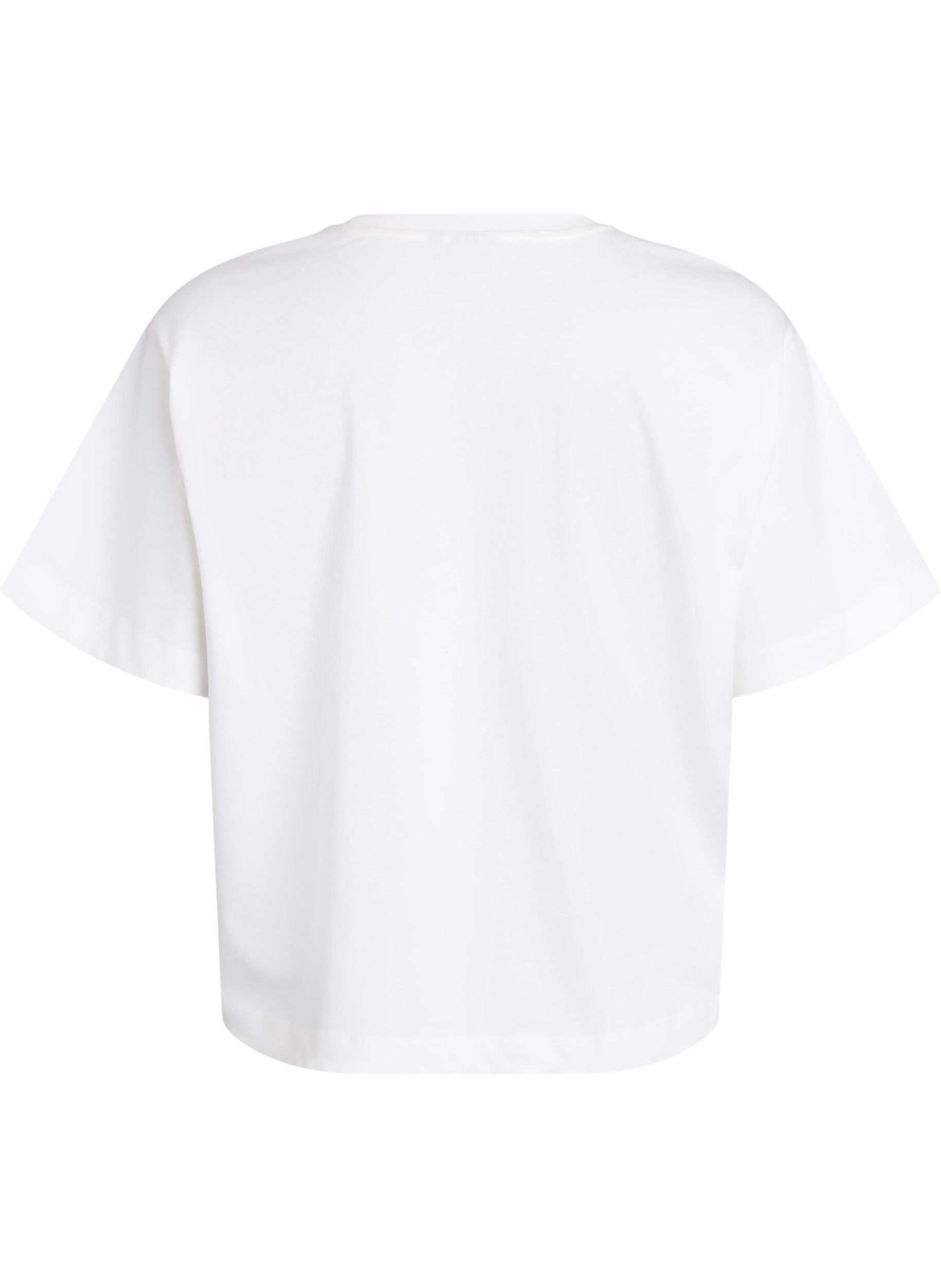 Zizzi Boxy t-shirt i bomuld, Hvid, Packshot image number 1