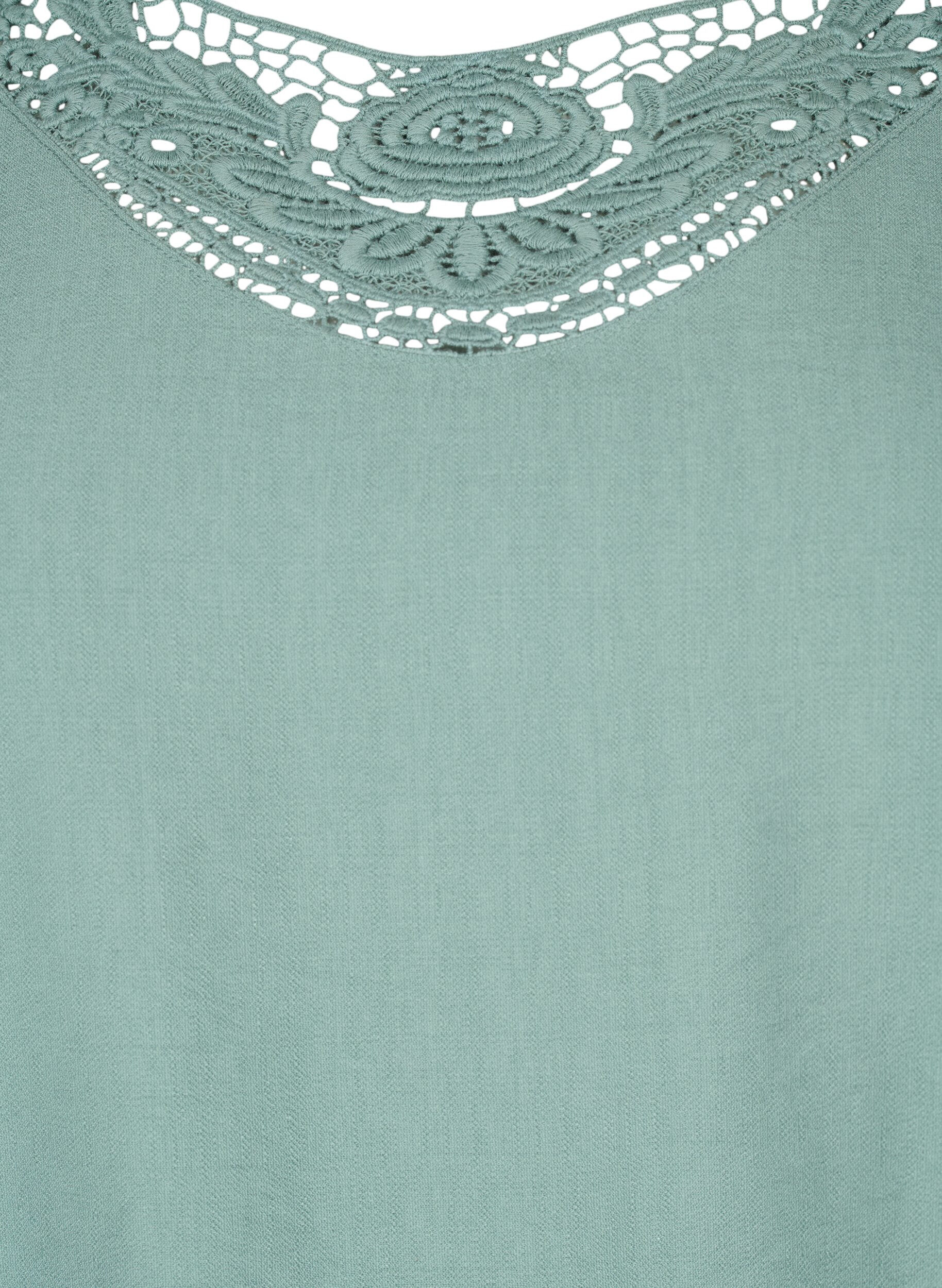 Zizzi Bluse i viskose med crochet detalje, Chinois Green, Packshot image number 2
