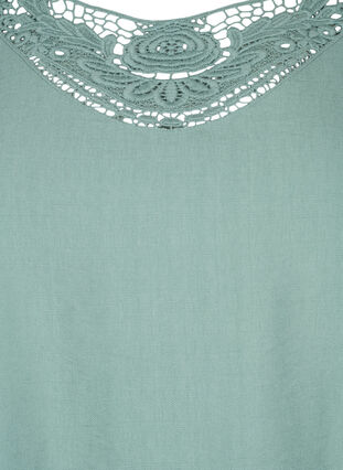 Bluse i viskose med crochet detalje, Chinois Green, Packshot image number 2