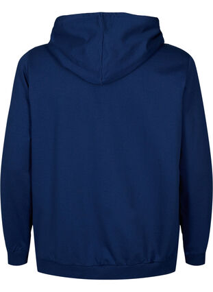 Sweatshirt med hætte og print, Medieval Blue, Packshot image number 1