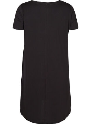 Kortærmet bomulds natkjole med print, Black, Packshot image number 1