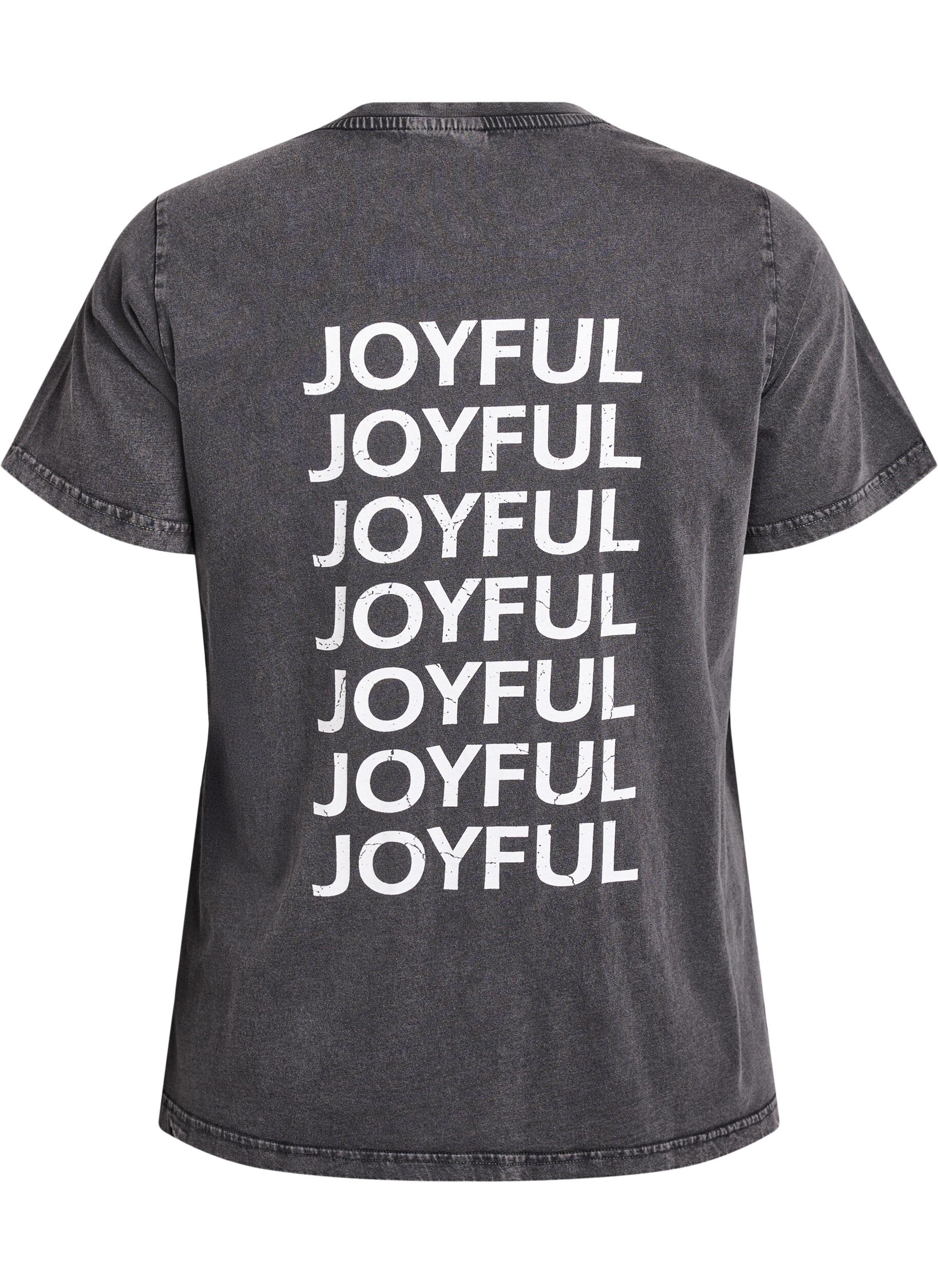 Zizzi T-shirt i &oslash;kologisk bomuld med rygprint, Gr&aring;, Packshot image number 1