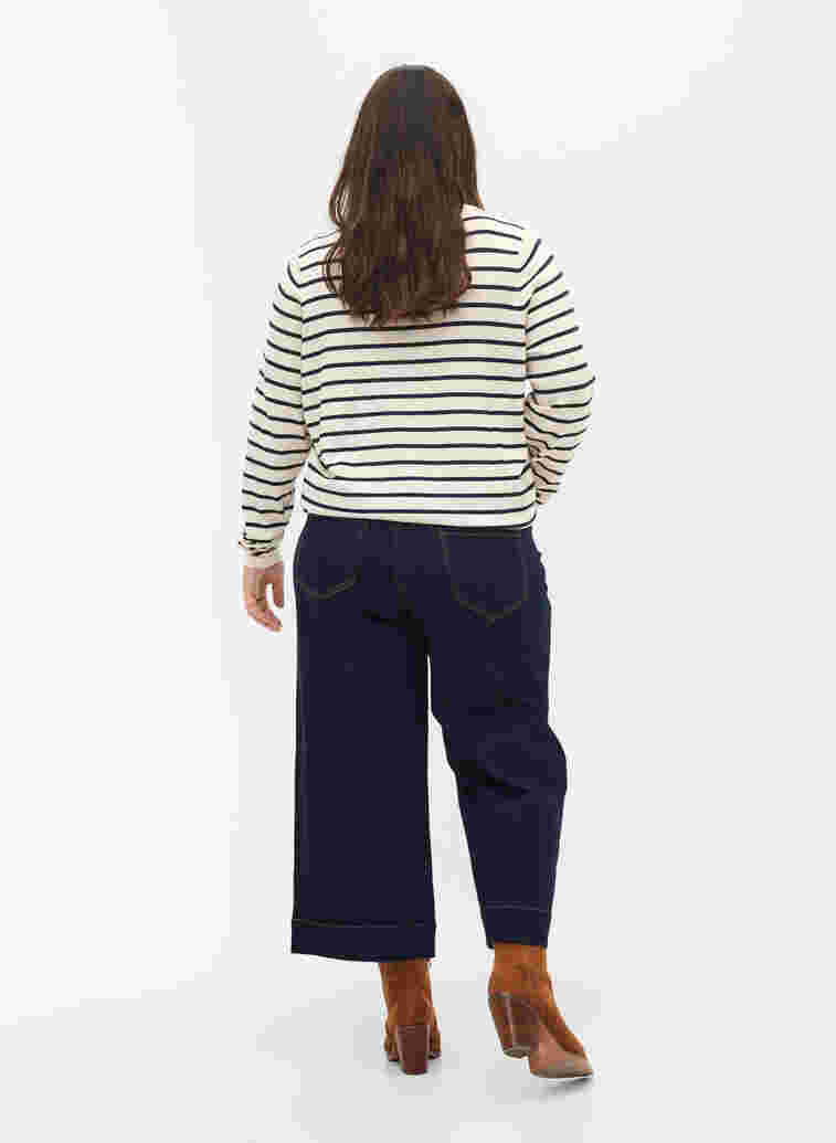 Cropped jeans med vidde, Unwashed, Model image number 1