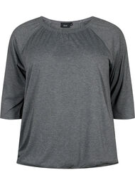 Meleret bluse med 3/4 ærmer, Dark Grey Melange