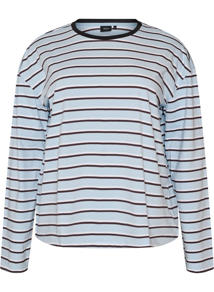 Basis t-shirt med lange &aelig;rmer, Bl&aring;, Packshot image number 0