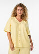 Skjortebluse med v-hals og korte &aelig;rmer, Gul, Model image number 0