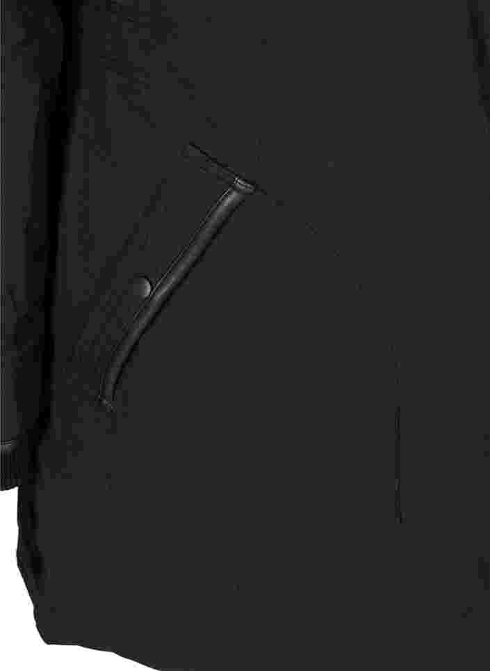 Vinterjakke med lynlås og lommer, Black, Packshot image number 3