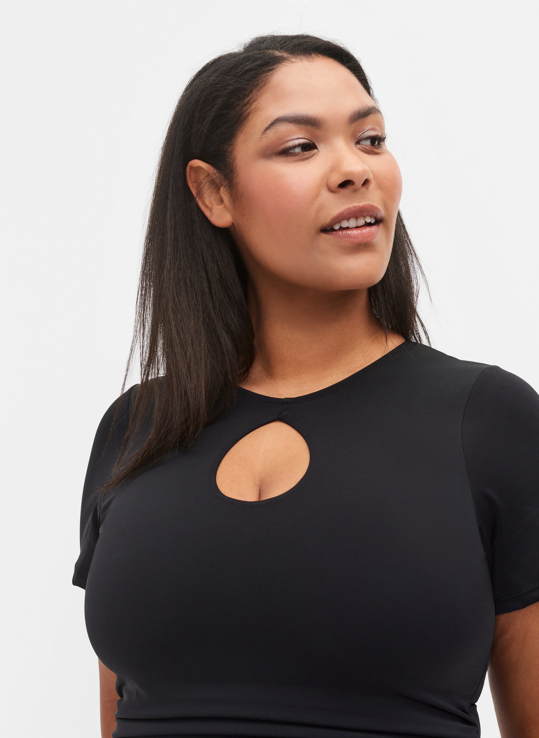 Zizzi Badedragt med korte &aelig;rmer, Black, Model image number 2