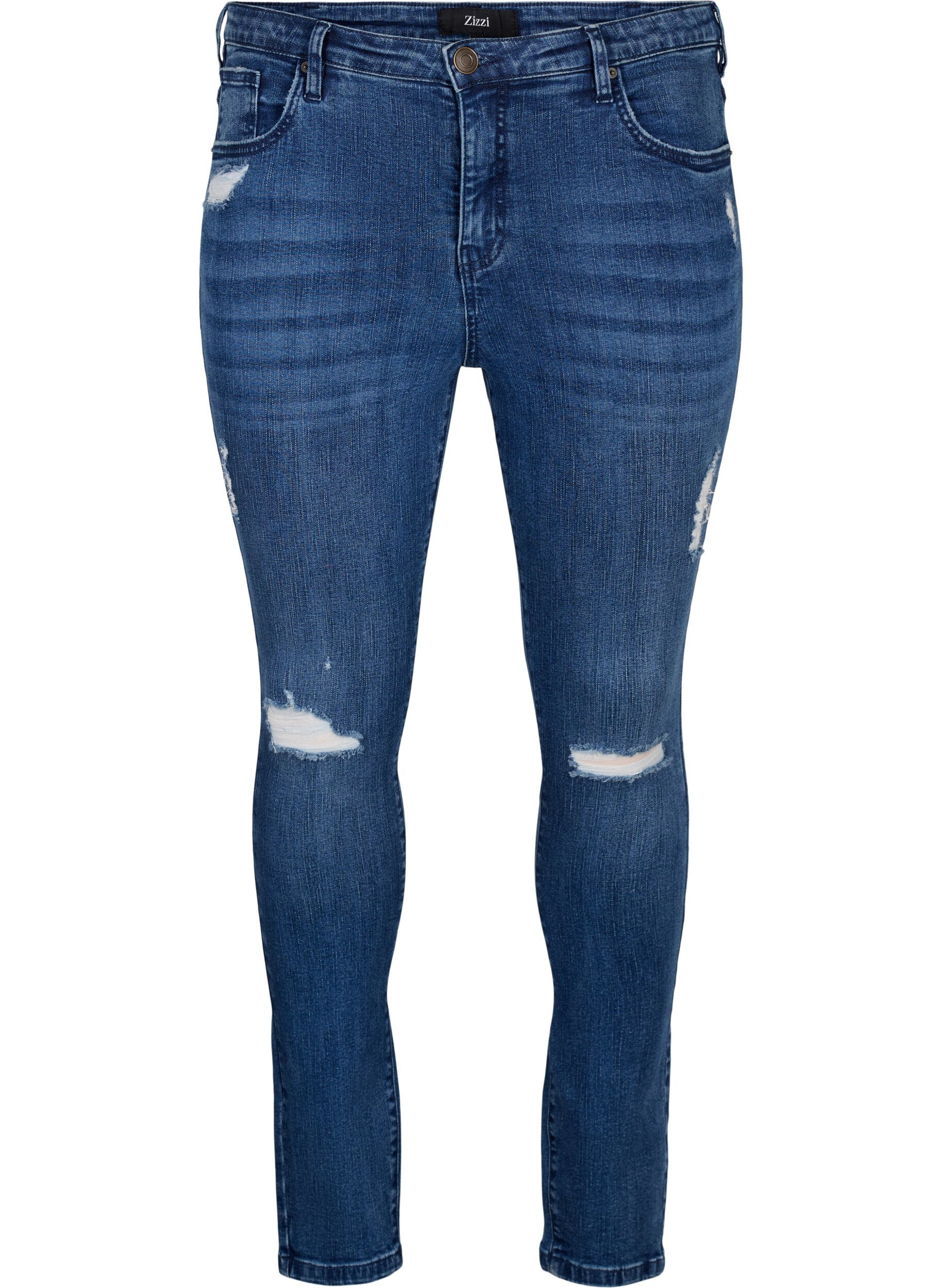 Zizzi Super slim Amy jeans med sliddetaljer, Blue Denim, Packshot image number 0