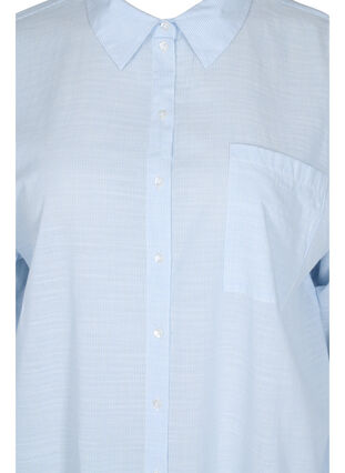 Stribet natskjorte i bomuld, White w. Blue Stripe, Packshot image number 2