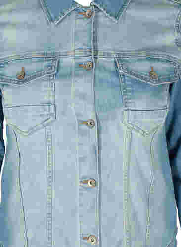 Lys denim jakke med brystlommer, Light blue denim, Packshot image number 2