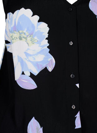 Ærmeløs jumpsuit i viskose, Black Big Flower AOP, Packshot image number 2