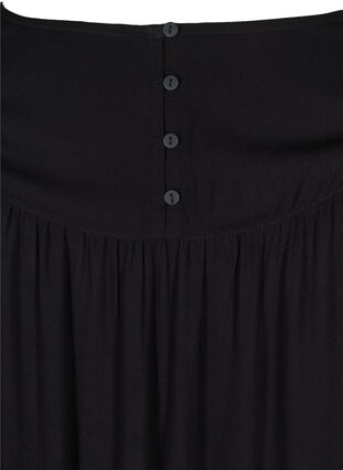 Viskose kjole med broderi og korte ærmer, Black, Packshot image number 3