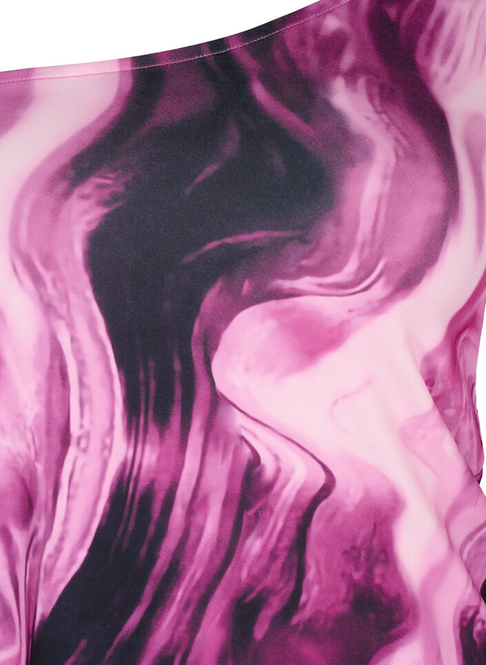 One-shoulder bluse med print, Raspberry Rose AOP, Packshot image number 2