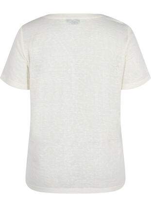 Kortærmet t-shirt med knapper , Warm Off-white, Packshot image number 1