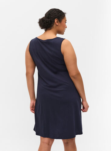 Ærmeløs bomulds kjole med a-shape, Night Sky Solid, Model image number 1