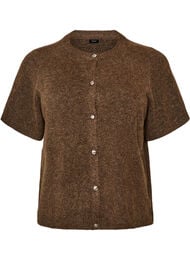Strik cardigan med korte &aelig;rmer, Brun