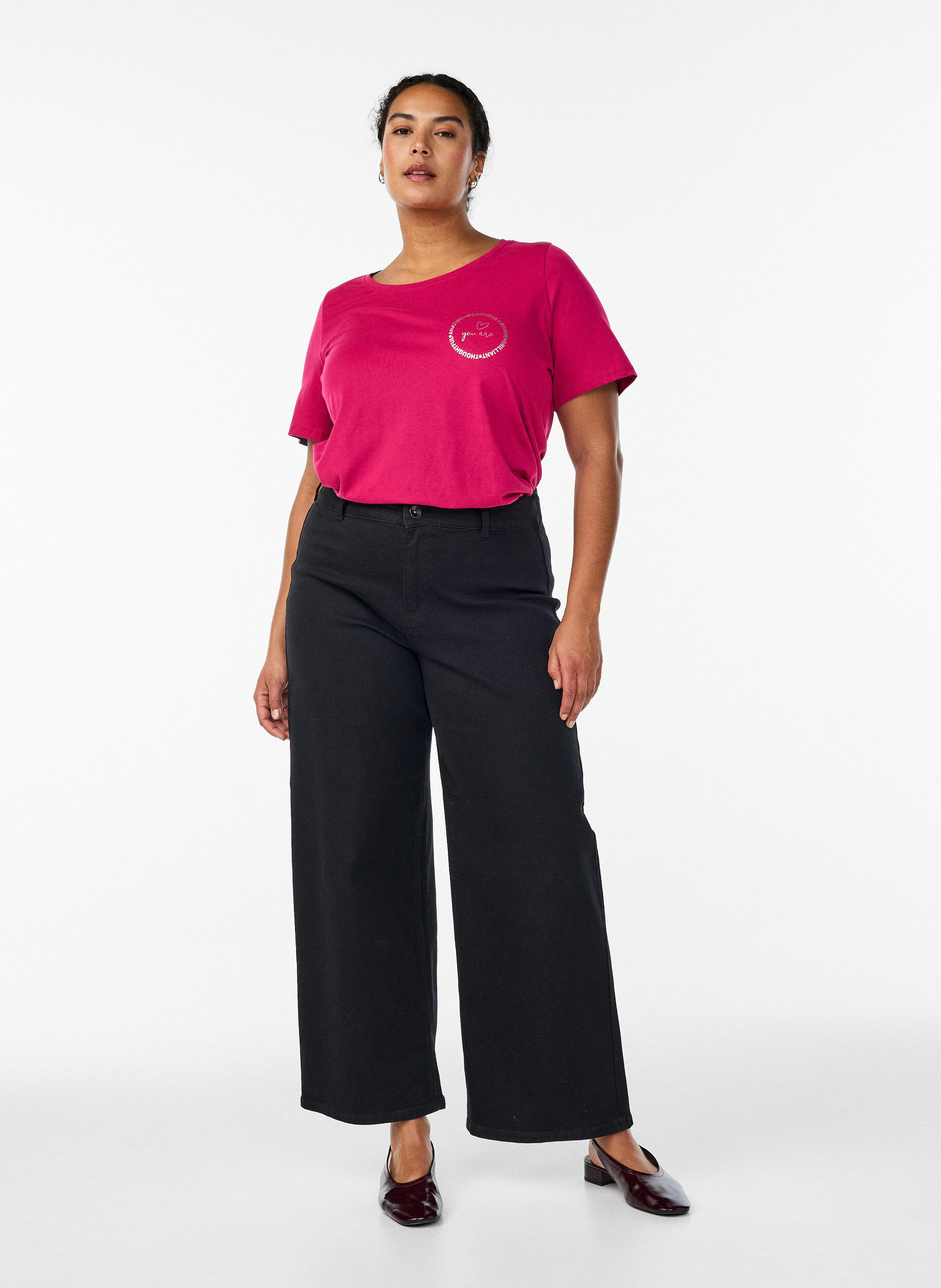 ZizziT-shirt med motiv, R&oslash;d, Model image number 1